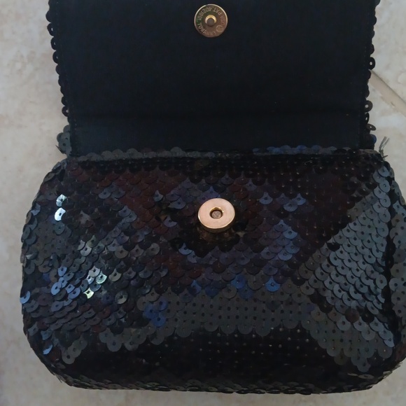 Black Sequin Clutch/Pouch Bag.Vintage - Picture 3 of 6